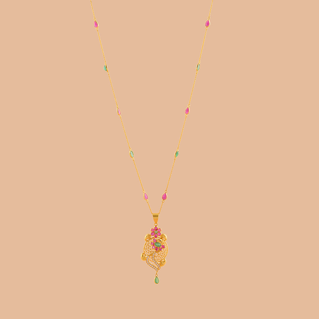 Simple Gold Pearl Necklace With Pendant - Krishna Jewellers Pearls and Gems